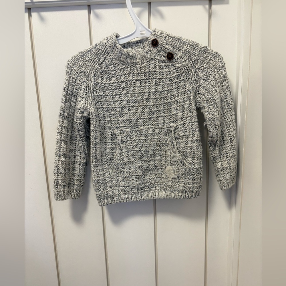 Zara Gray Knit Sweater with Shoulder Buttons